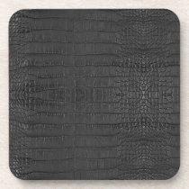 Faux Black Alligator Black Leather Print Beverage Coaster Faux Black Alligator Black Leather Print Beverage Coaster