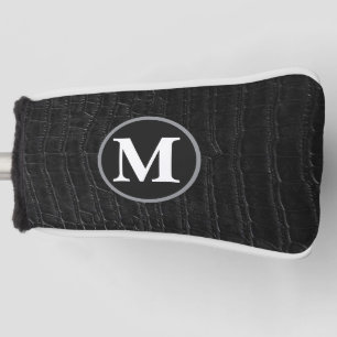 Faux Black Alligator Crocodile Leather Monogram Golf Head Cover