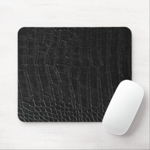 Faux Black Alligator Crocodile Leather Print Mouse Pad