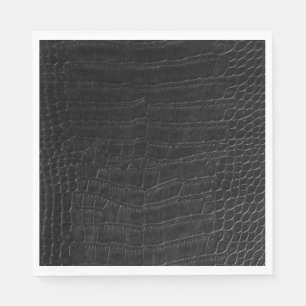 Faux Black Alligator Crocodile Leather Print Napkins