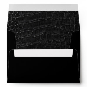 Faux Black Alligator Crocodile Leather Skin Envelope