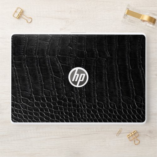 Faux Black Alligator Leather Print HP Laptop Skin