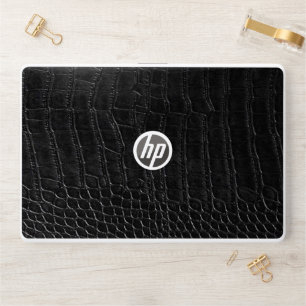 Faux Black Alligator Leather Print HP Laptop Skin