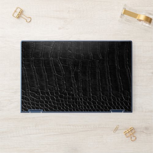 Faux Black Alligator Leather Print HP Laptop Skin