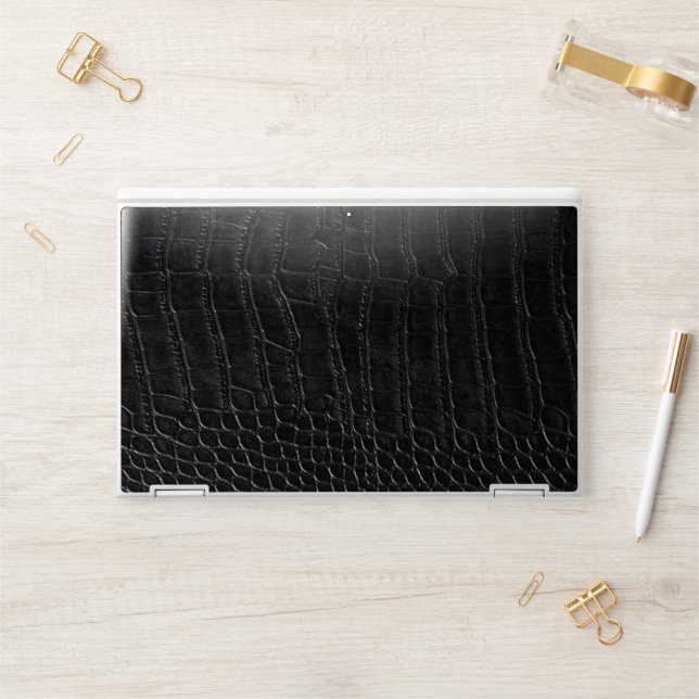 Faux Black Alligator Leather Print HP Laptop Skin (Desk)