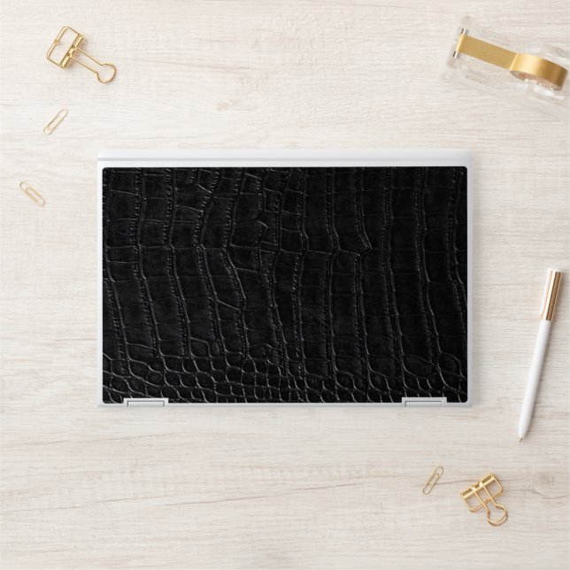 Faux Black Alligator Leather Print HP Laptop Skin (Desk)