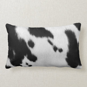 Faux Black and White Cow Hide. Lumbar Pillow