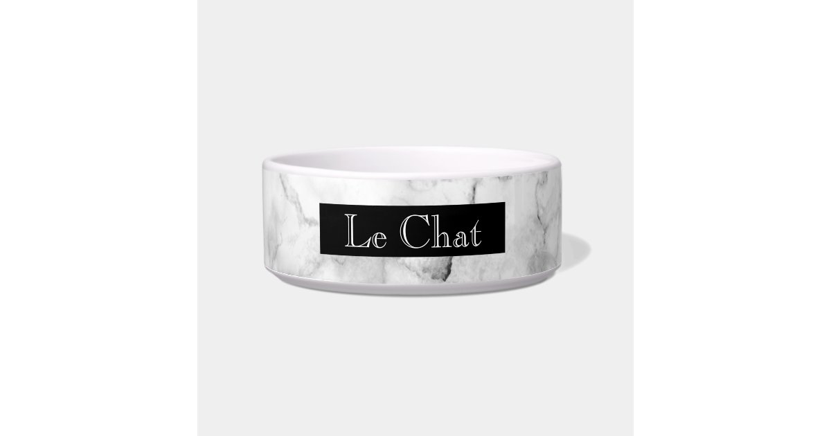 Faux Black And White Marble Le Chat Bowl Zazzle Com