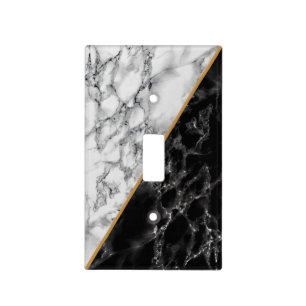 Faux Black and White Marble Light Switch Cover