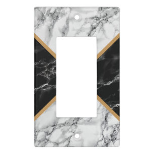 Faux Black and White Marble Light Switch Cover
