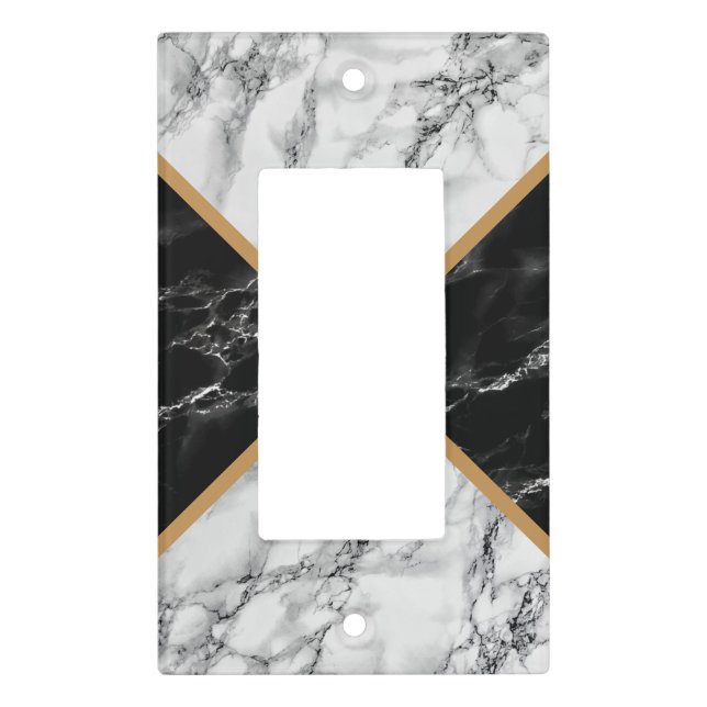 Faux Black and White Marble Light Switch Cover (Front)