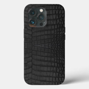 Faux Black Crocodile Leather Print iPhone 13 Pro Case
