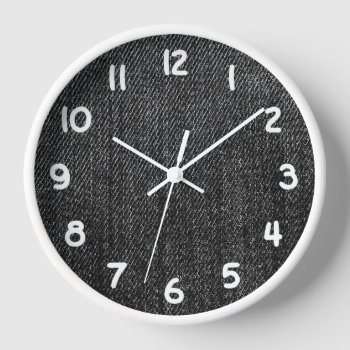 Faux Black Denim Jeans With White Numbers Clock by designs4you at Zazzle