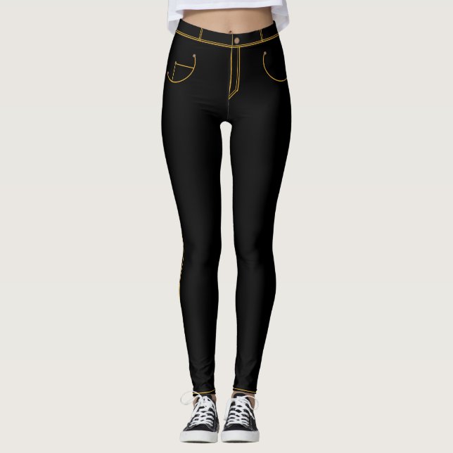 Faux Black Denim Leggings (Front)