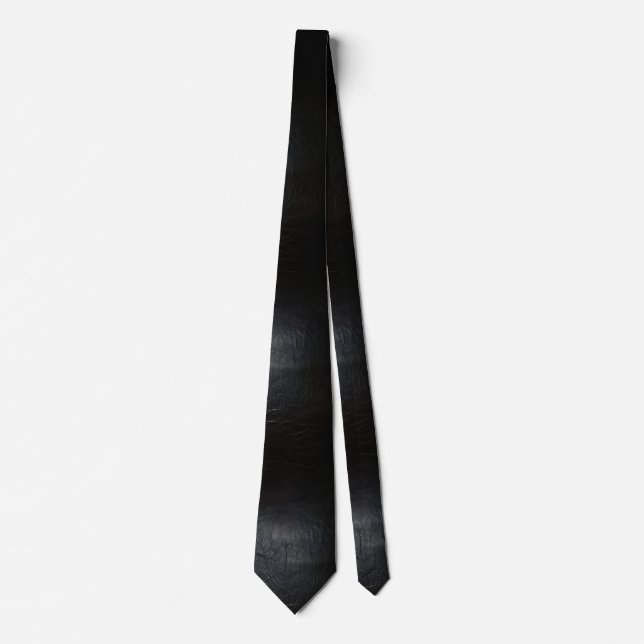 Faux Black Distressed Leather Neck Tie (Front)