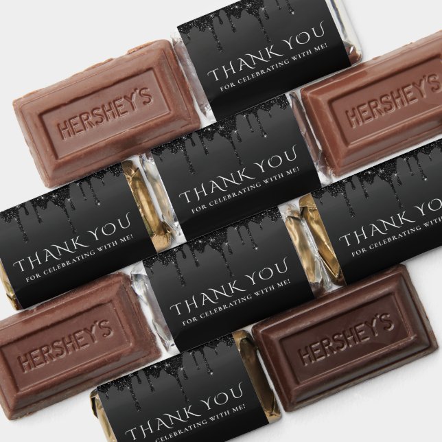 faux black glitter Thank you Hershey's Miniatures (Assorted)