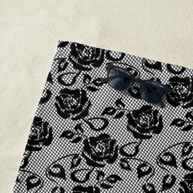 Faux Black Lace Beach Towel (In Situ)