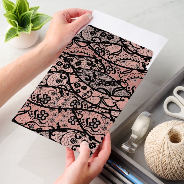 Faux Black Lace Envelope Mailers (Desk)