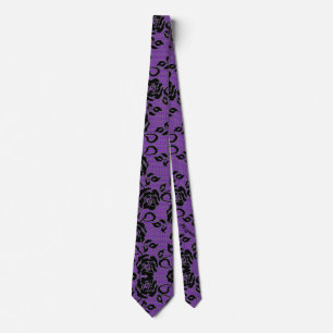 Faux Black Lace Fishnet Neck Tie - Choose Color
