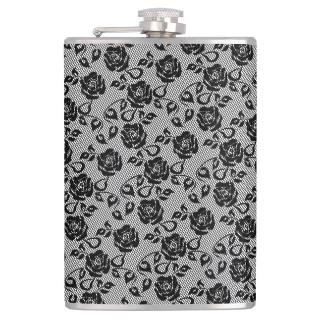 Faux Black Lace Flask (Front)