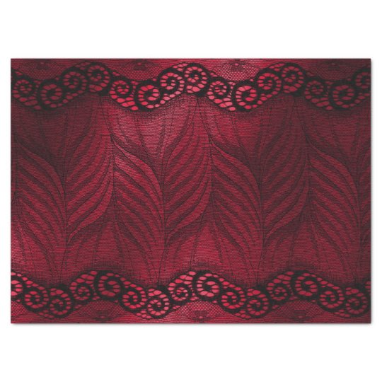 Faux Black Lace on Red Decoupage Tissue Paper