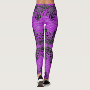 Faux Black Lace Purple Fishnet Leggings Your Color