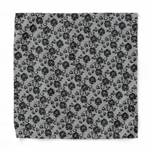 Faux Black Lace Rose Fishnet Bandana Gift