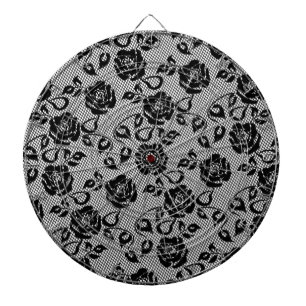 Faux Black Lace Rose Fishnet Dart Board