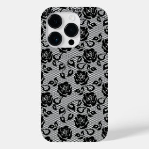 Faux Black Lace Roses Fishnet iPhone Case
