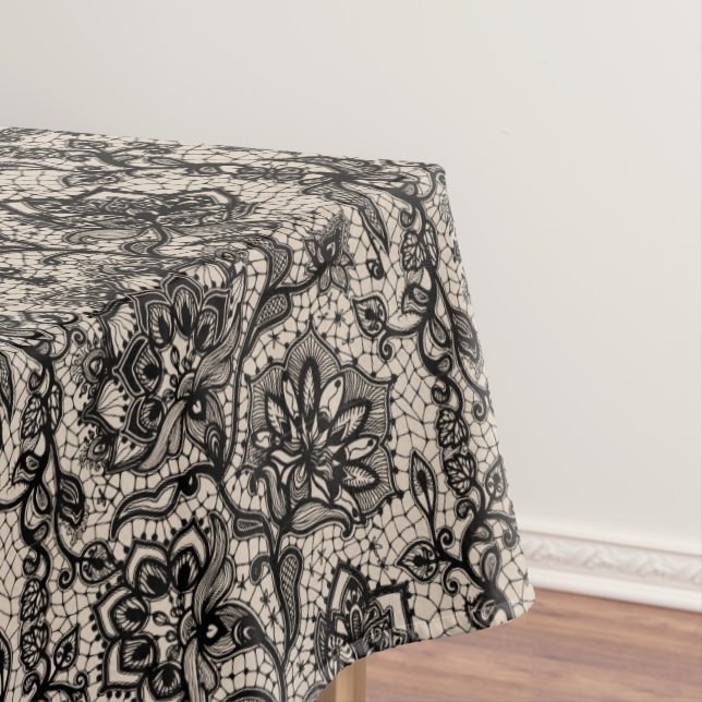 Faux Black Lace Tablecloth (In Situ)
