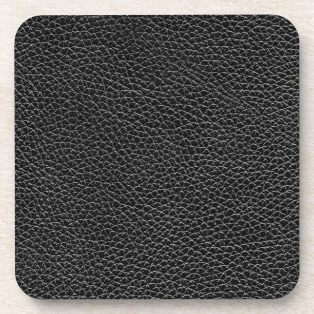 Faux Black Leather Beverage Coaster (Front)