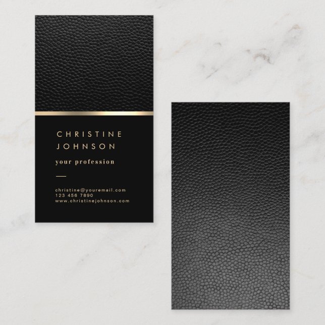 faux black leather business card (Front/Back)