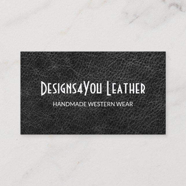 Faux Black Leather Business Card (Front)