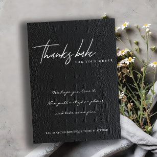 FAUX BLACK LEATHER CORPORATE BUSINESS LOGO THANK YOU CARD