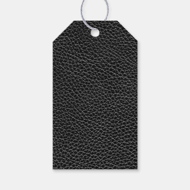 Faux Black Leather Gift Tags (Front)