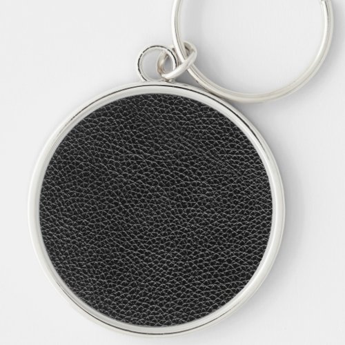 Faux Black Leather Keychain