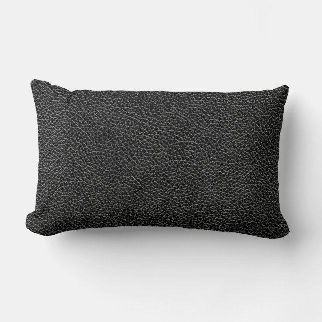 Faux Black Leather Lumbar Pillow (Front)