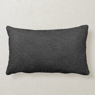 Faux Black Leather Lumbar Pillow