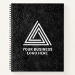 Faux Black Leather Modern Business Logo Notebook at Zazzle