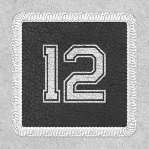 Faux Black Leather Patch with a Custom Number
