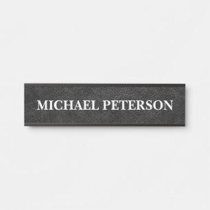 Faux Black Leather Personalized Door Sign