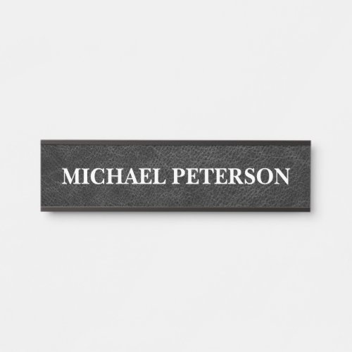 Faux Black Leather Personalized Door Sign