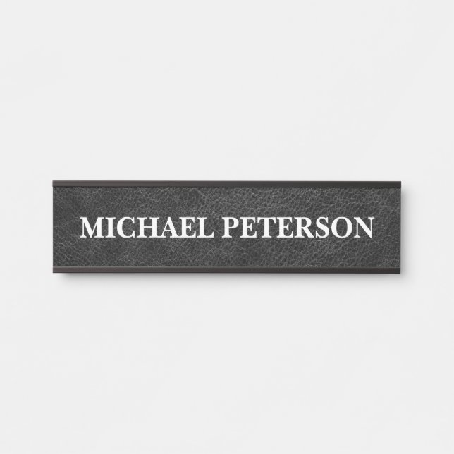 Faux Black Leather Personalized Door Sign (Front)
