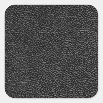 Faux Black Leather Square Sticker by allpattern at Zazzle