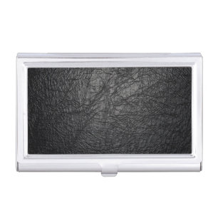 Faux Black Leather Texture Business Card Case