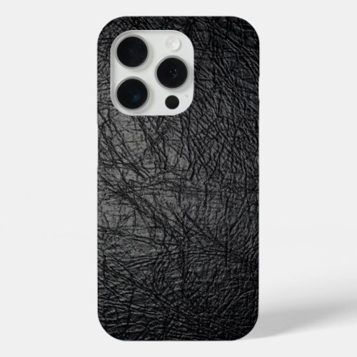 Faux Black Leather Texture iPhone 15 Pro Case