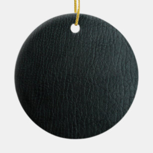Faux Black Leather Texture Ceramic Ornament