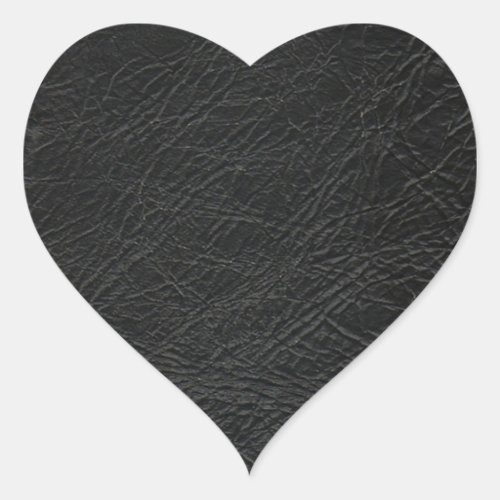 faux black leather texture heart sticker