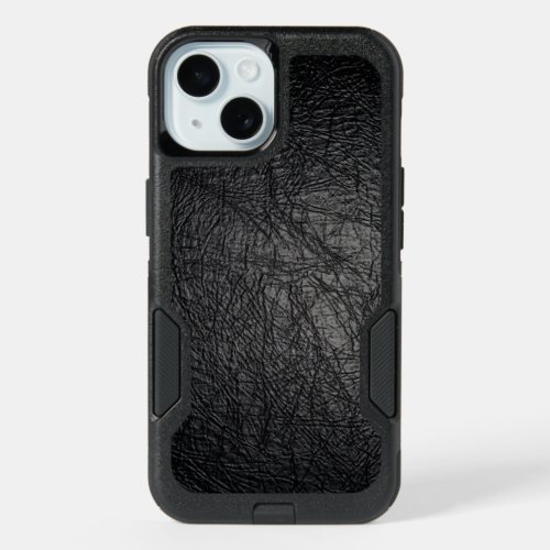 Faux Black Leather Texture iPhone 15 Case