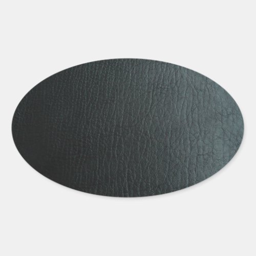 Faux Black Leather Texture Oval Sticker